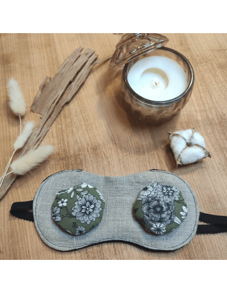 Masque de Soin froid pour poches cernes etc ou chaud pour conjonctivite migraine en lin lavé et eucalyptus par l'échoppe de Nine